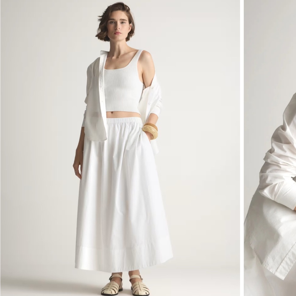 NWT Small Quince Poplin White Skirt